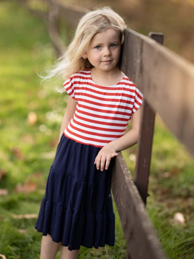 Dívčí bambusové volánové šaty, námořník