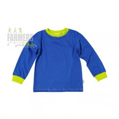 Dětské tričko královská modrá - limet - manžeta (Velikost 98)