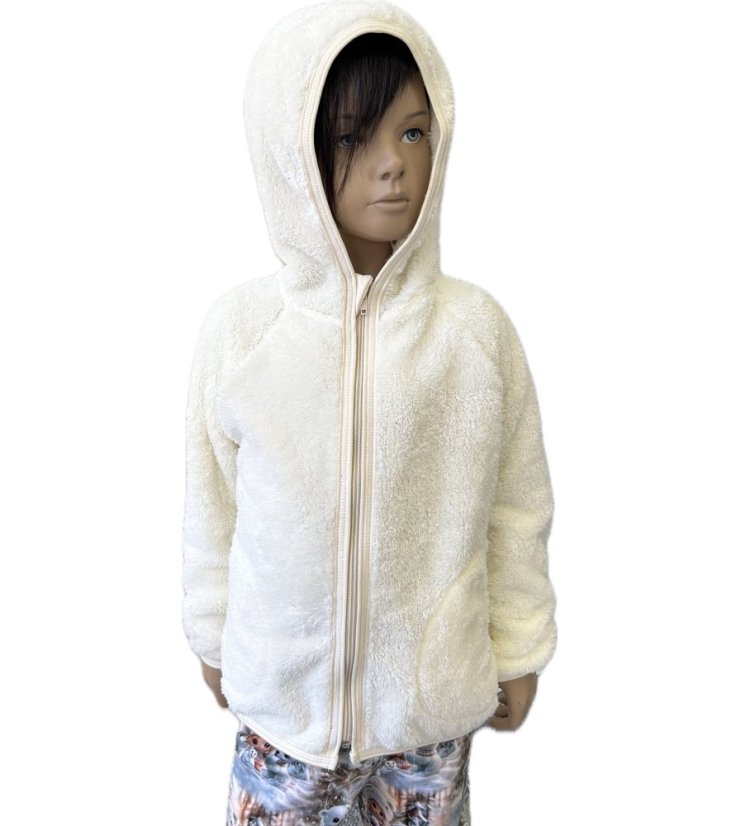 Mikina na zip FURRY NATURAL WHITE