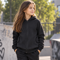 Detská mikina na zips Fleece, čierna klasika