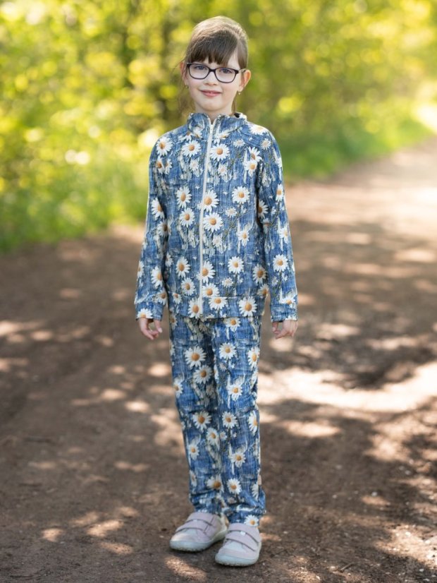 Dětské tepláky, riflové kopretiny