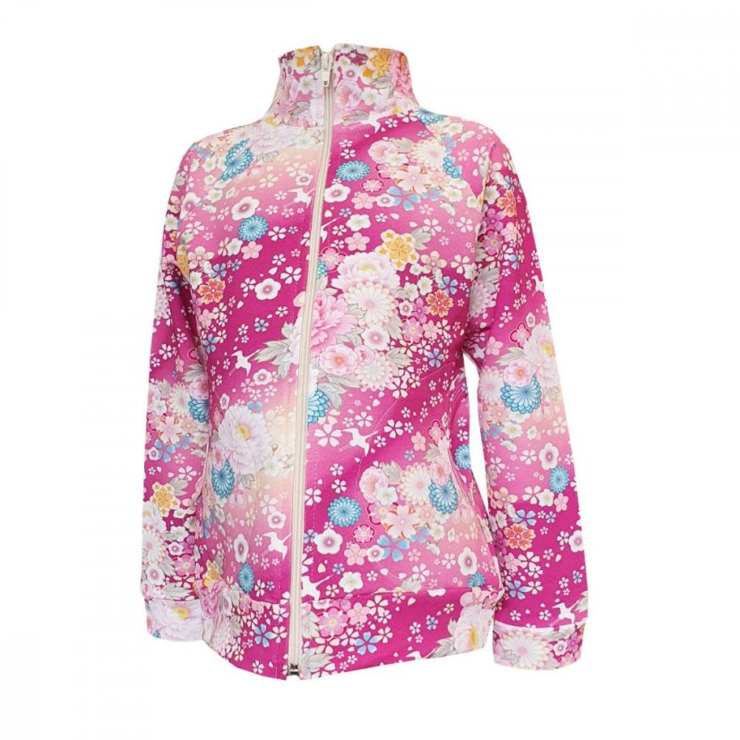 Dětská mikina na zip, růžová louka