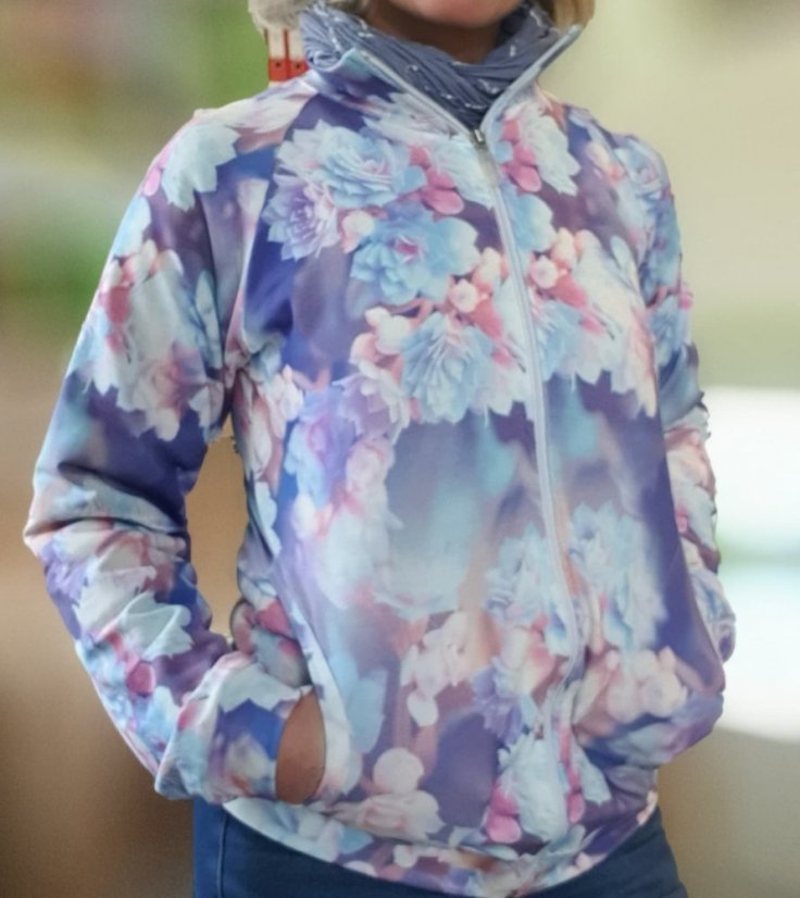 Mikina na zip DIGI BLUE FLOWERS